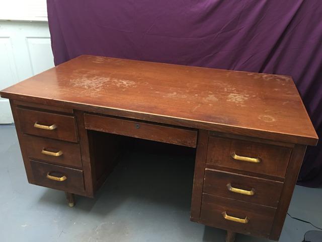 1950 S Executive Wooden Tanker Office Desk In Statham Barrow