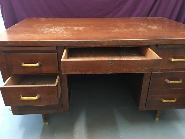 1950 S Executive Wooden Tanker Office Desk In Statham Barrow